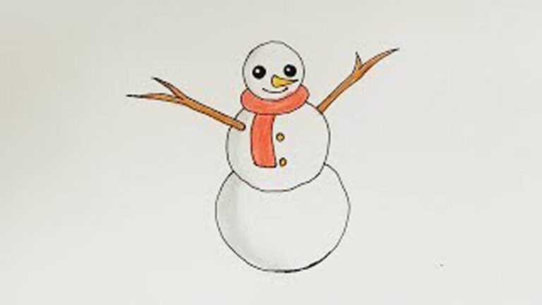 Cute snowman drawing easy step by step for beginners