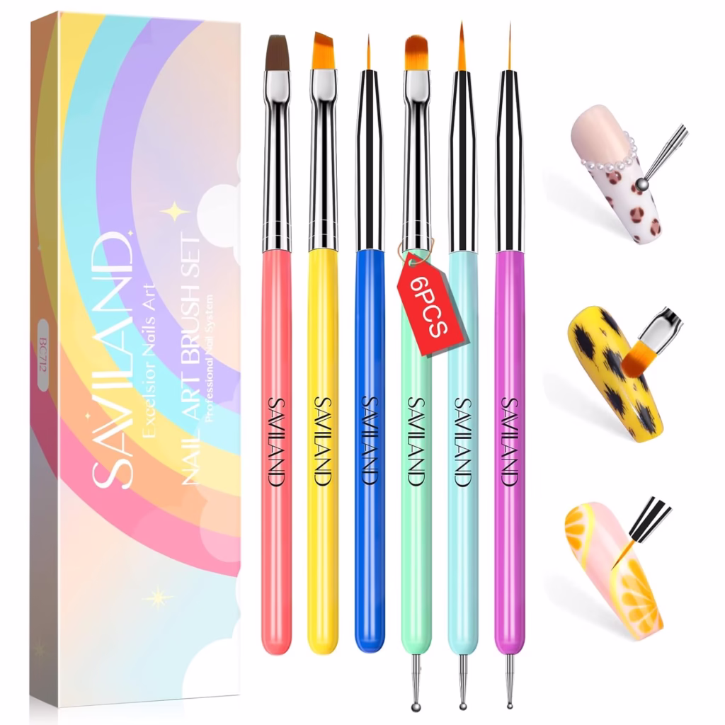 SAVILAND 6PCS Nail Art Brushes Set